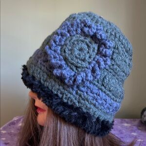Elegant crochet large beanie soft wool yarn new